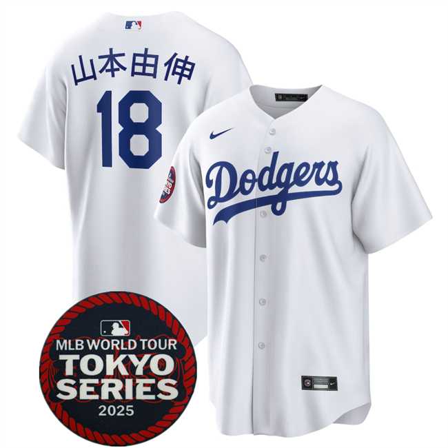 Men%27s Los Angeles Dodgers #18 Yoshinobu Yamamoto White 2025 World Tour Tokyo Series Home Stitched Jerseys Dzhi->los angeles dodgers->MLB Jersey